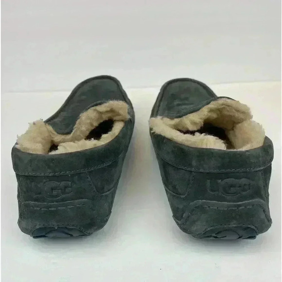 UGG Men's Ascot Slipper Loafer Slip On Size 11 Blue Suede Sheepskin Sherpa Fury - Picture 8 of 10